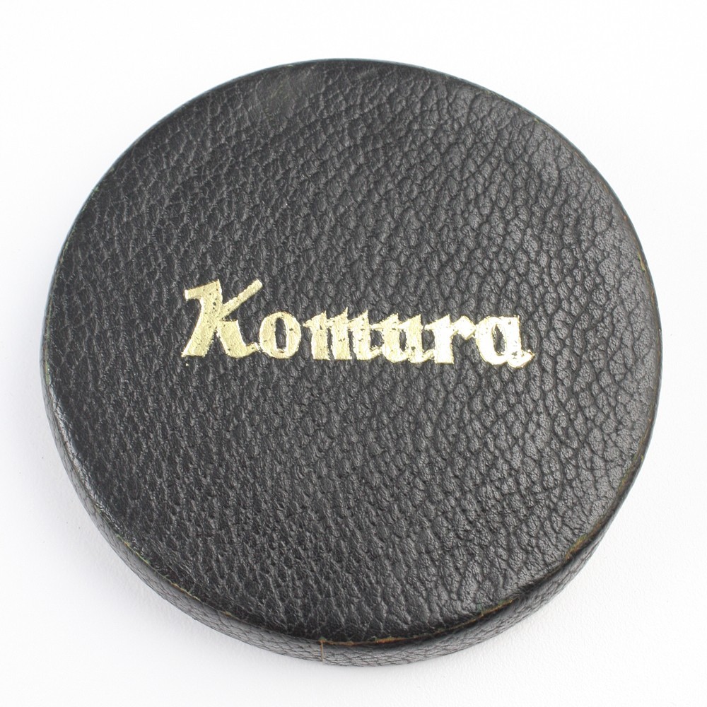 Komura - 70mm - Black /Gold Leather - Velvet Lined - Push-On Lens Cap