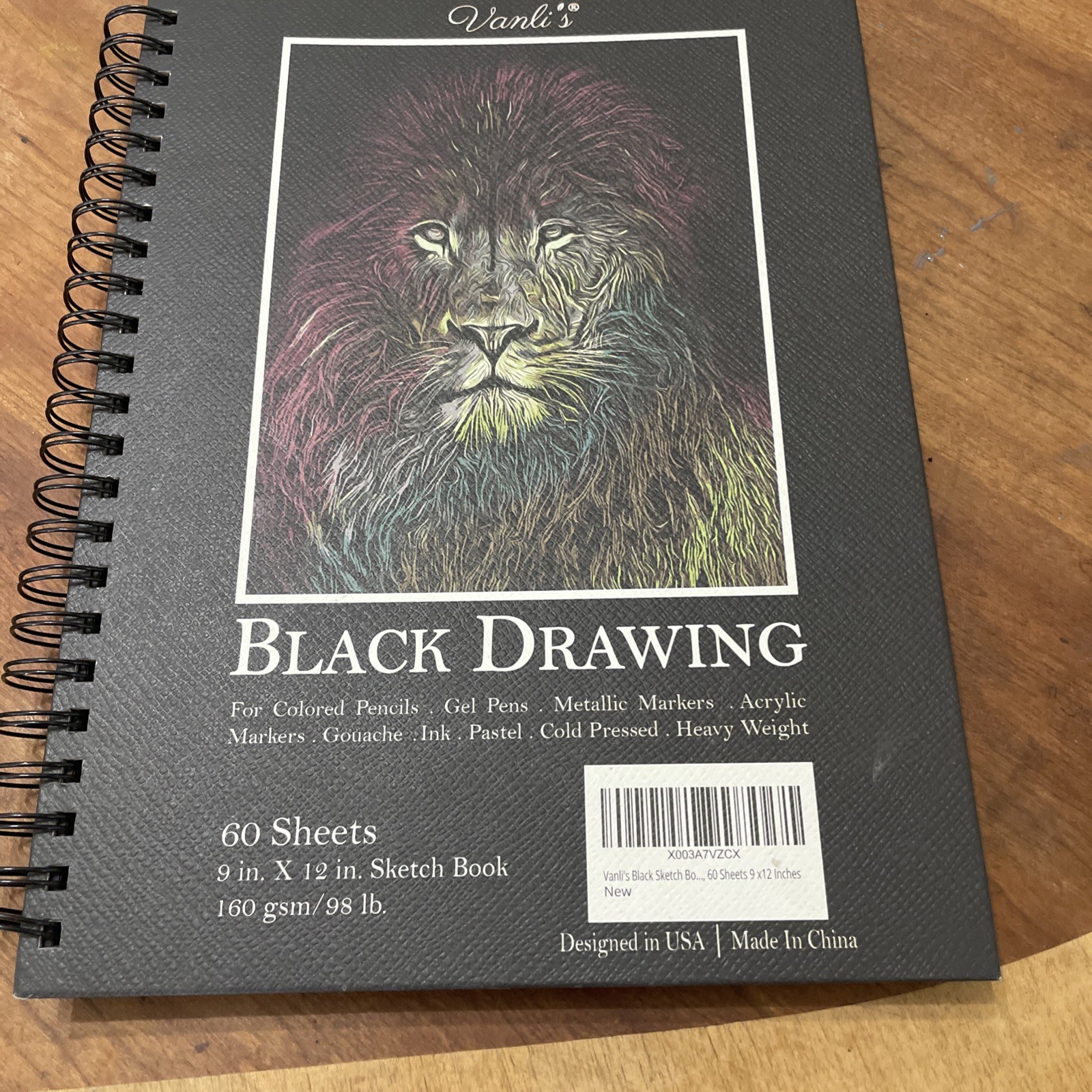 Vanli’s Black Paper Sketch Book: 8 x 10 inch, 60 Sheets