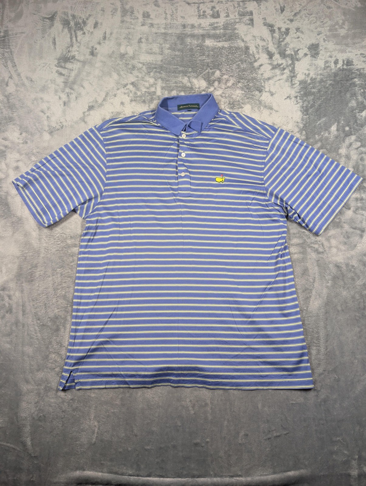 Masters Shirt Polo Mens Large Blue Striped Augusta National Golf Pima Cotton