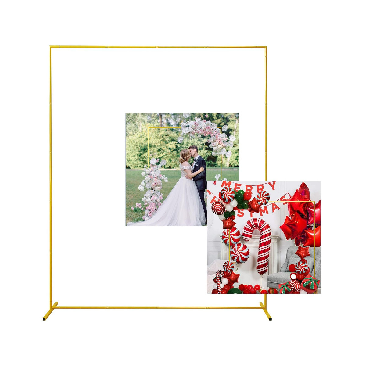 Sprite Display Gold Wedding Arch Backdrop Stand 6.6Ft5Ft Square Balloon And