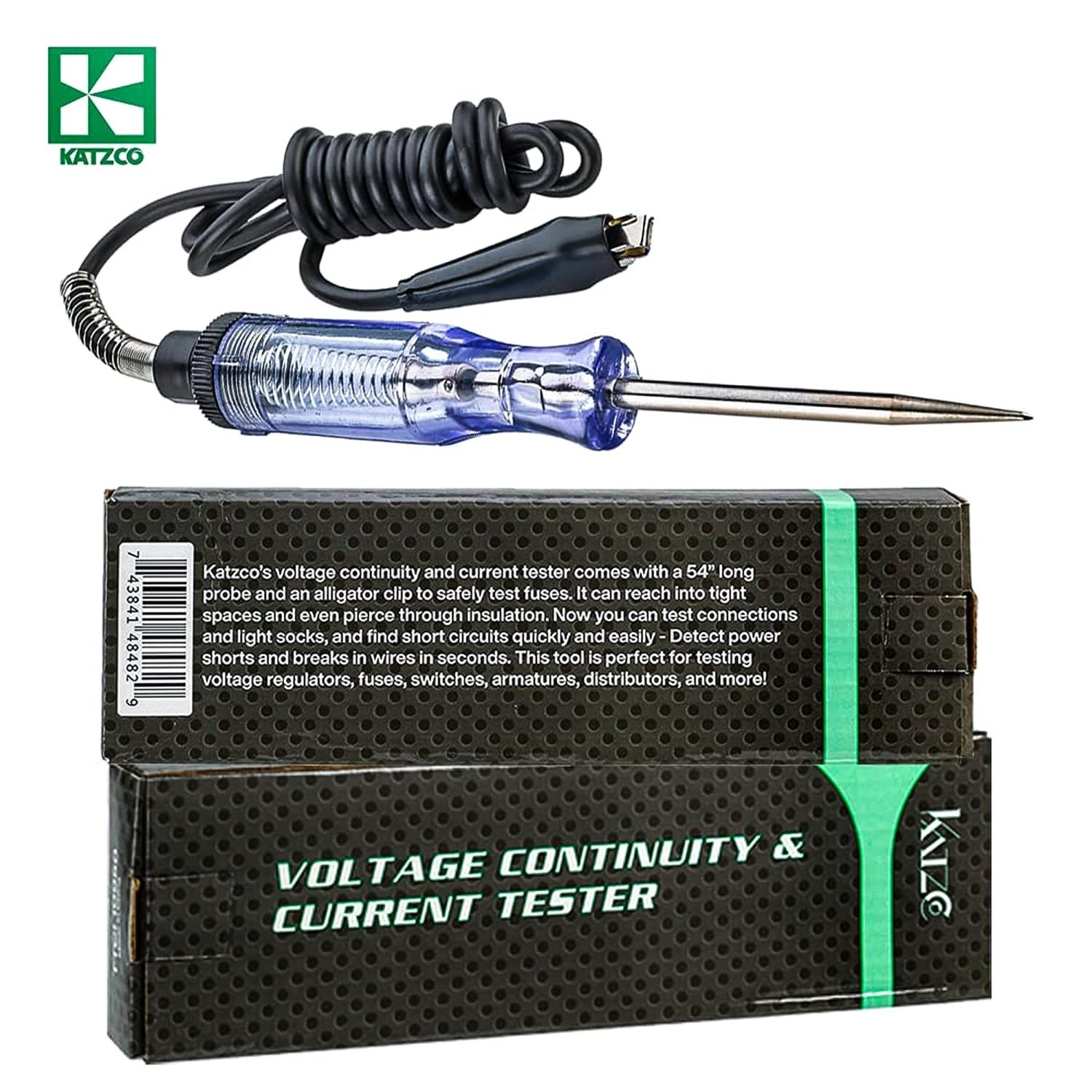 Durable Electrical Continuity Tester - 6-12V/24V, Sharp Probe & Indicator Light