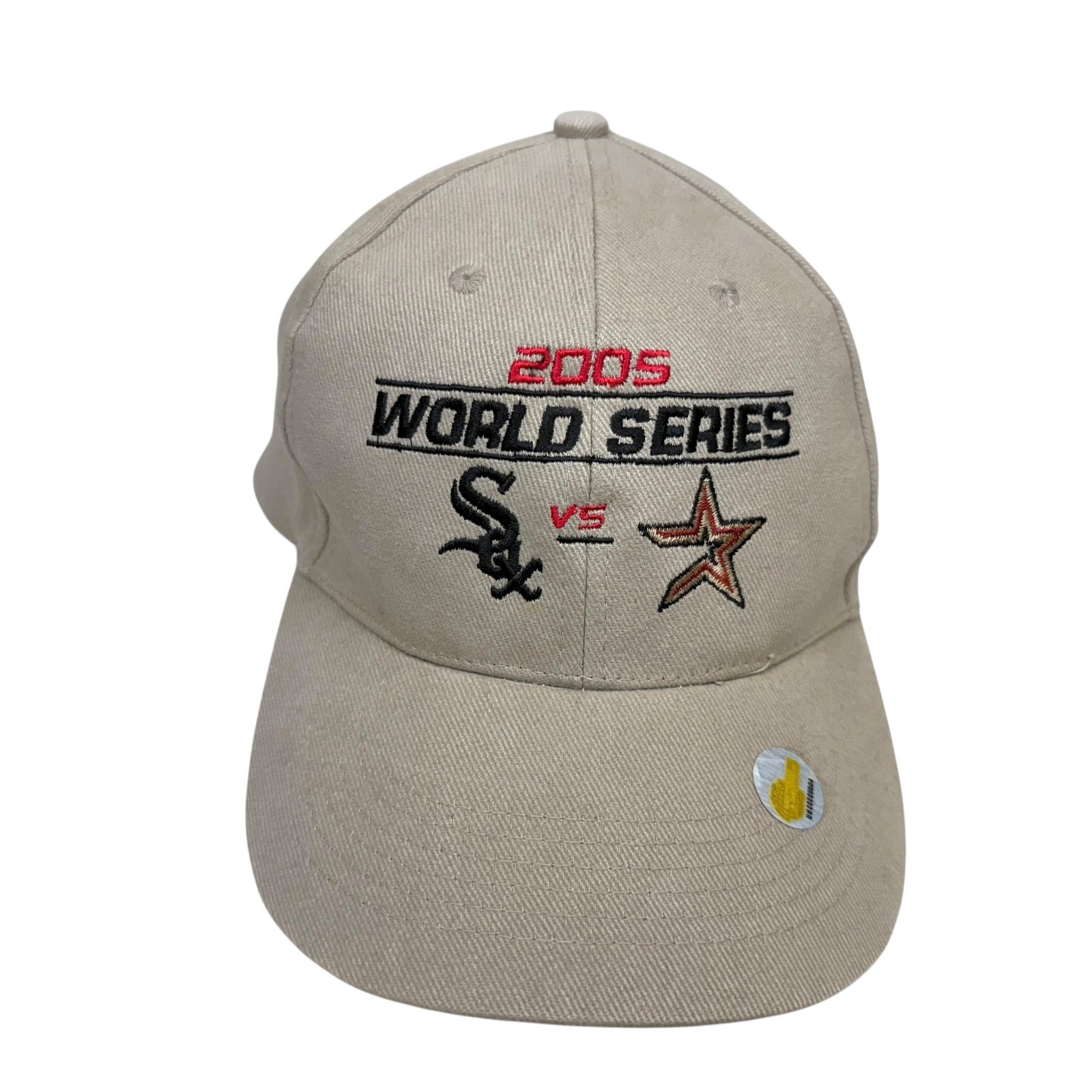 2005 World Series Baseball Cap Hat White Sox vs Astros Strapback Beige OSFA 59CM