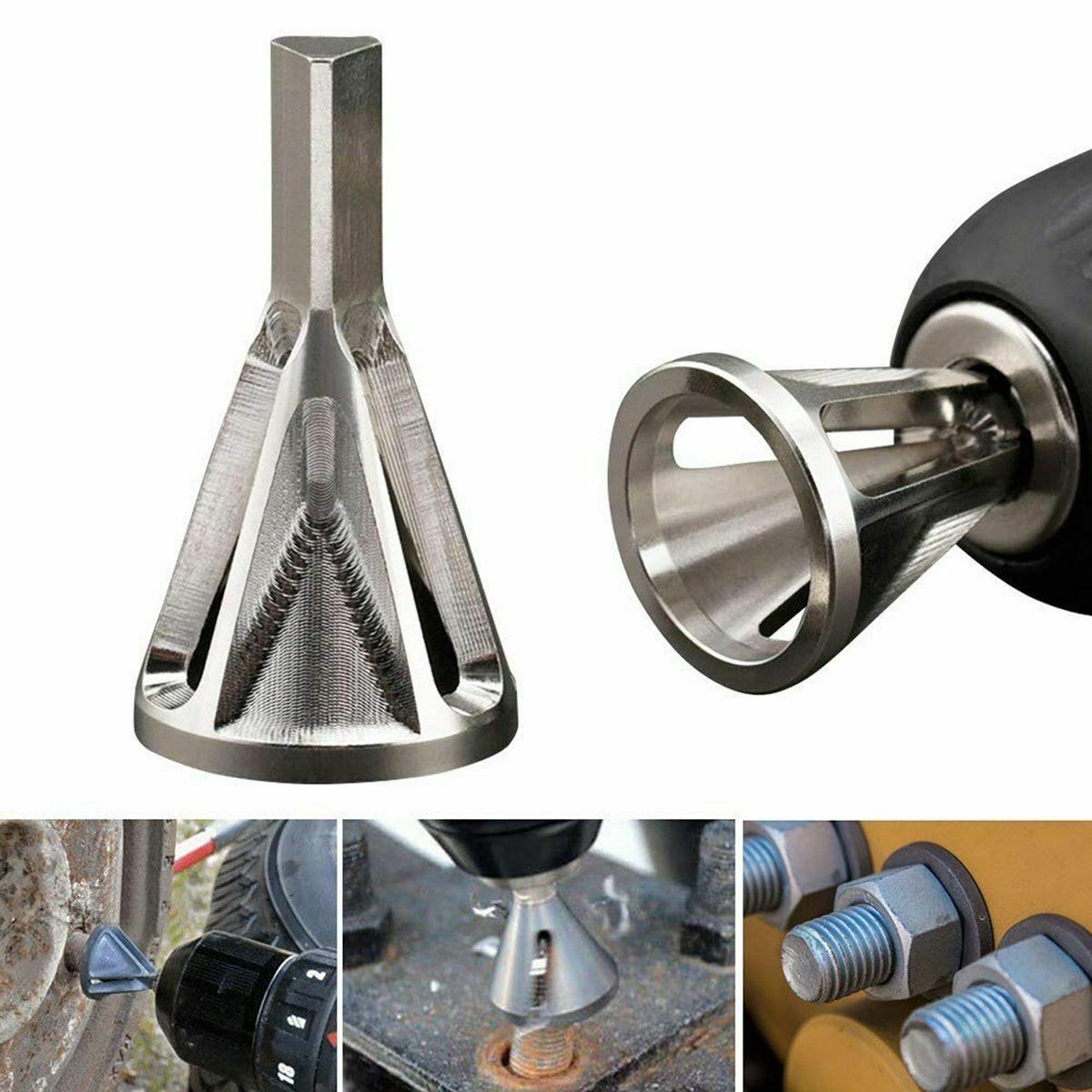 Deburring External Chamfer Tool Hex Shank Bolt Thread Repair Fit 1/2"- 1-3/8"