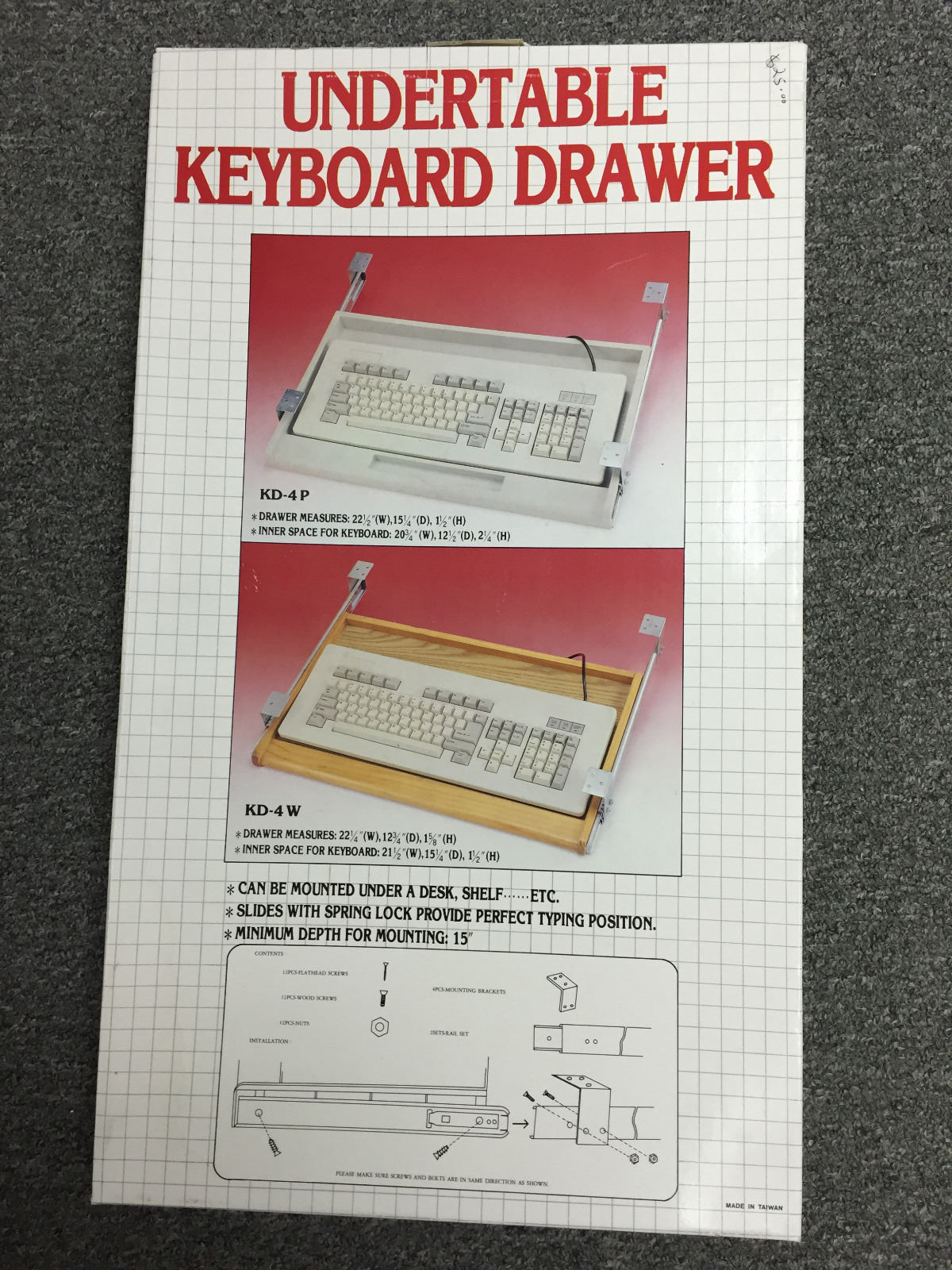 Undertable Keyboard Drawer, model KD-4P Plastic