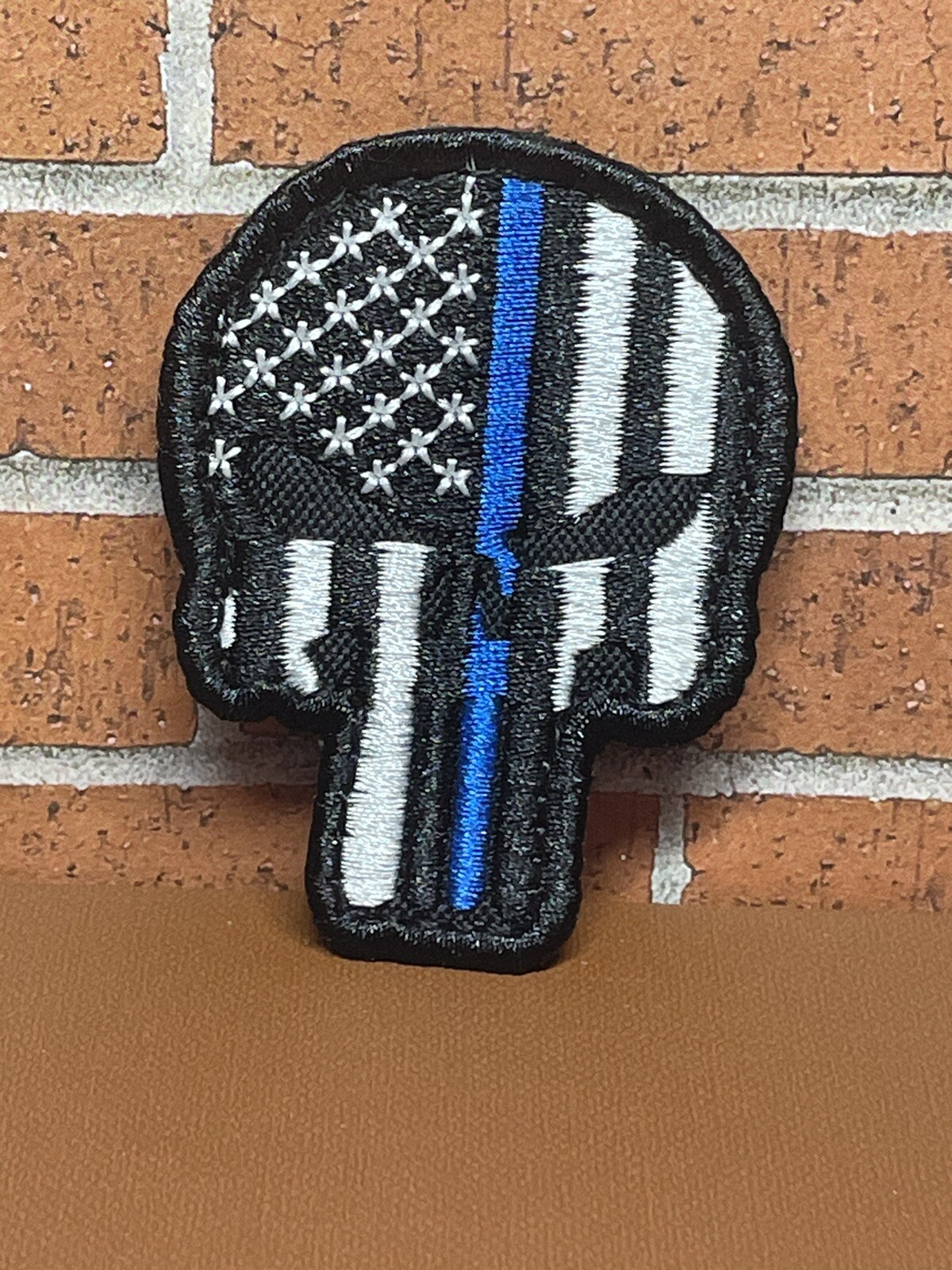 Punisher Patch, Embroidered Skull Tactical Morale Thin Blue Line Punisher Patch