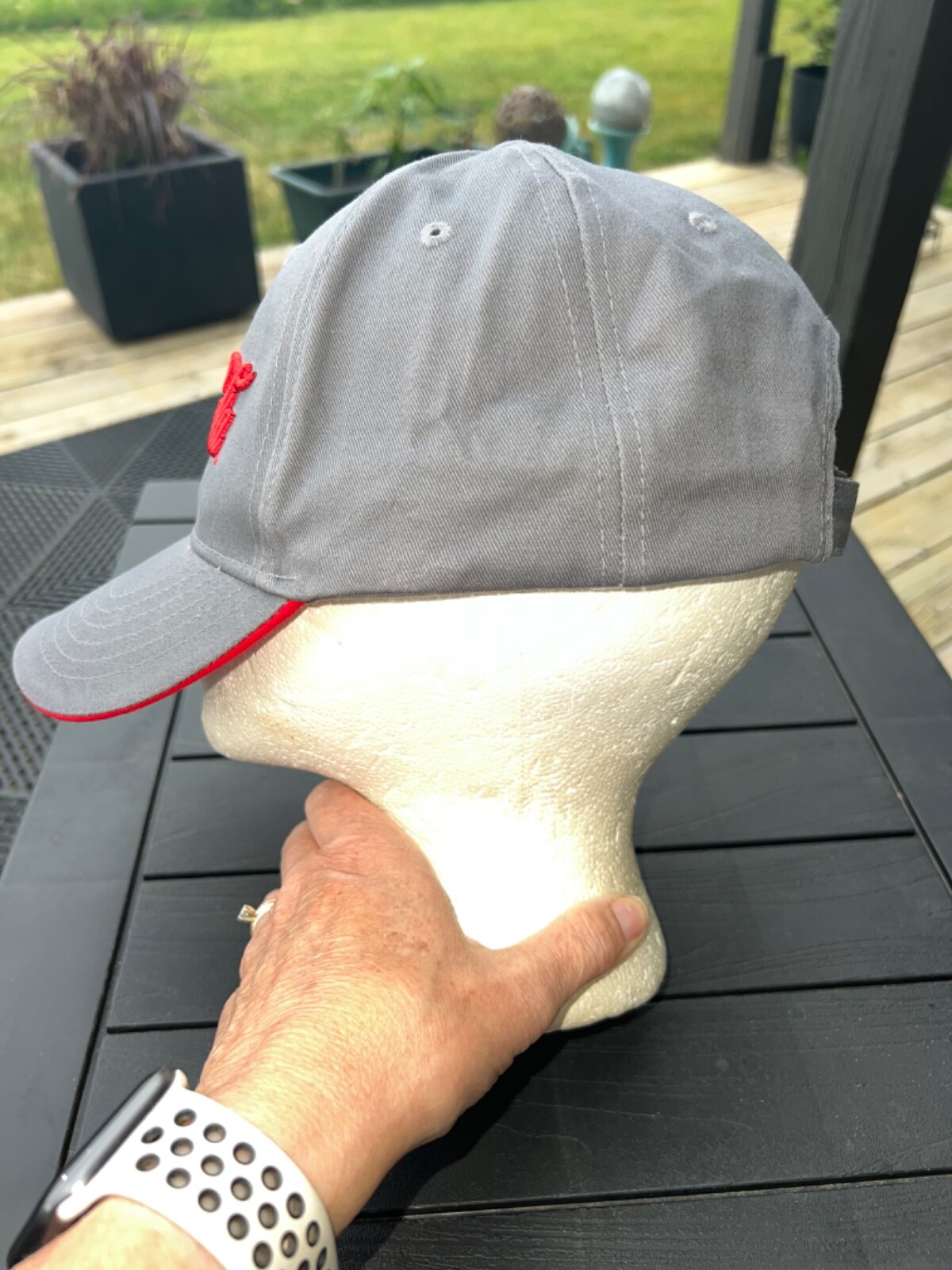 CocaCola Gray with Red Edge on bill and red Accents Hat Cap Hook Loop EUC