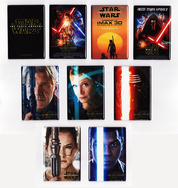 STAR WARS THE FORCE AWAKENS MOVIE POSTER MAGNETS (toy print kylo han bb8 shirt)