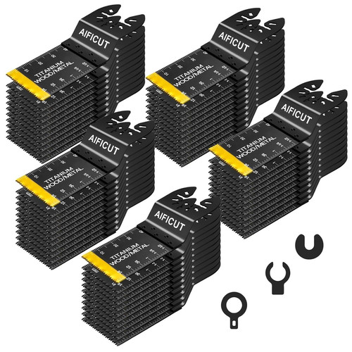 AIFICUT 55 PCS Oscillating Saw Blades Quick Release Universal Black