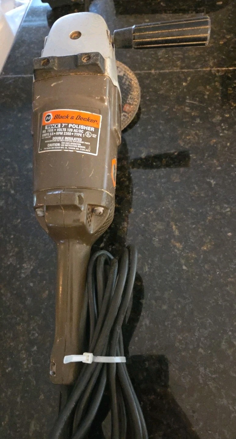 Vtg Black & Decker Heavy Duty Polisher #7955 Type 1, 2300 rpm 6.5amp made in USA