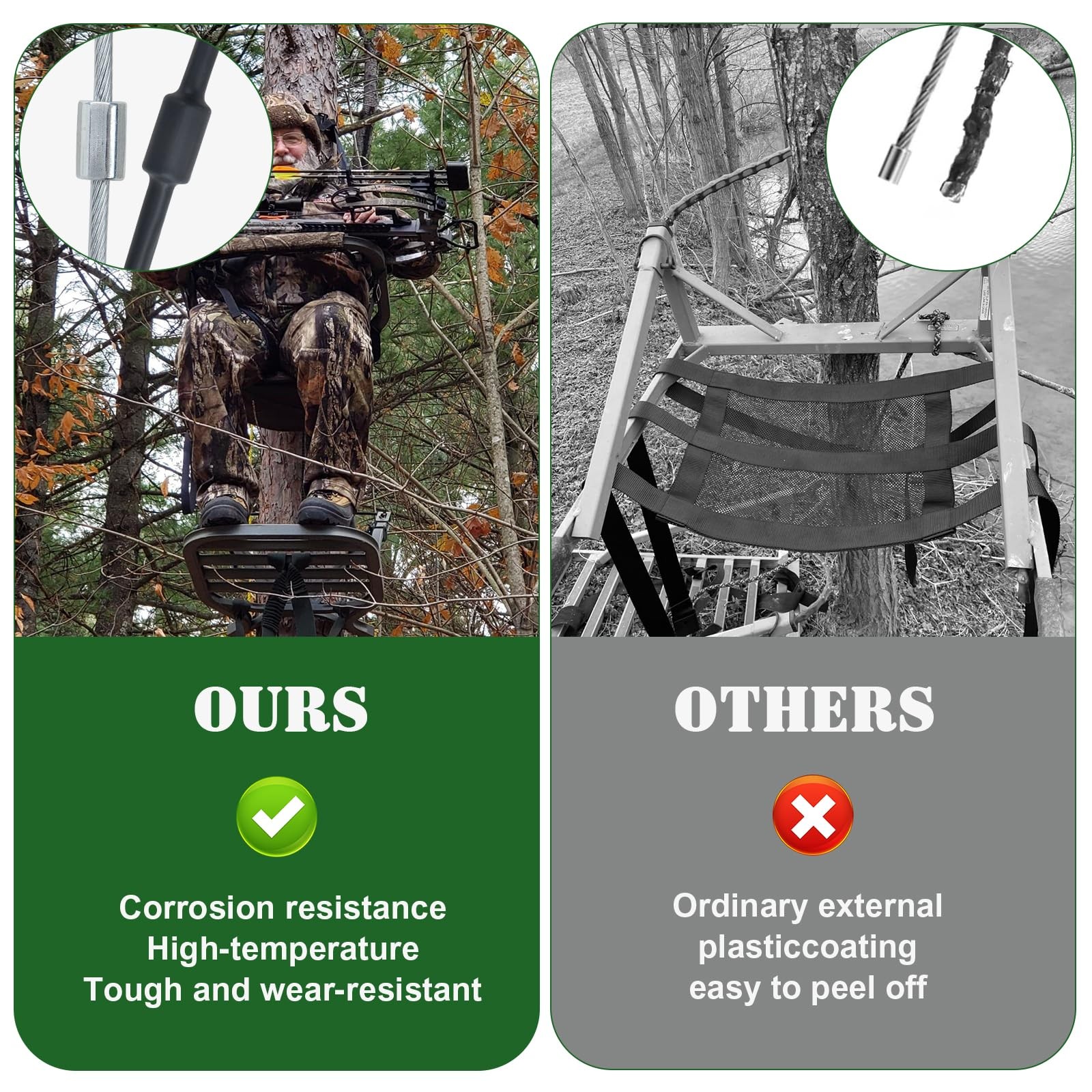 Replacement Tree Stand Cables, 2PCS Replacement Cables for Climbing Treestand...