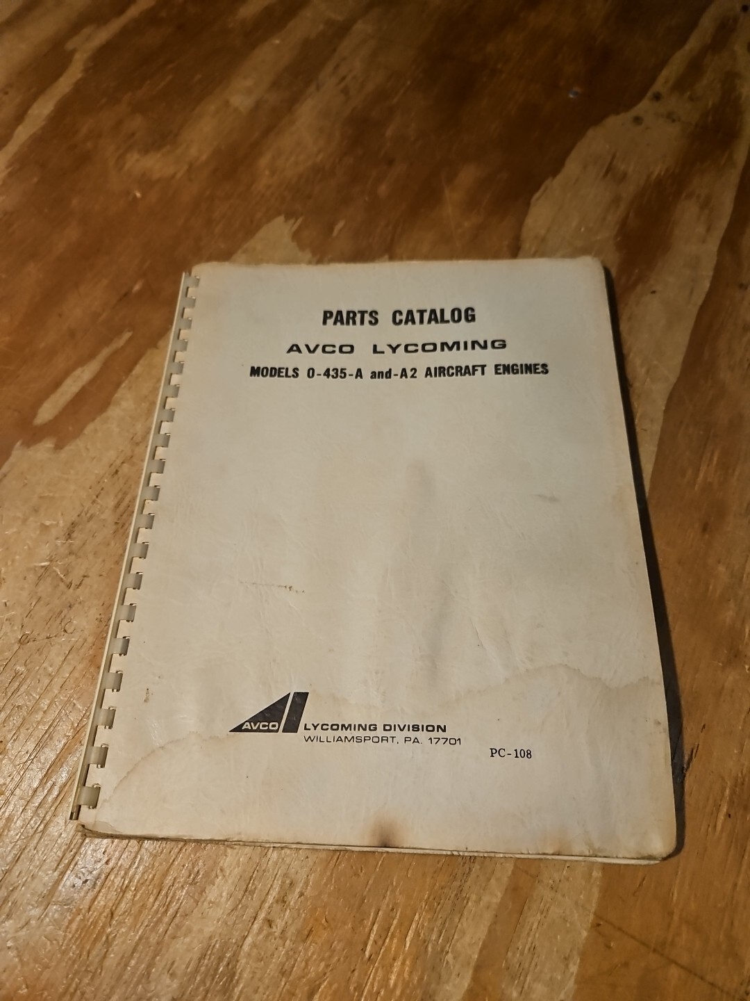 Avco Lycoming Model O-435-A & -A2 Models Aircraft Engines Parts Catalog