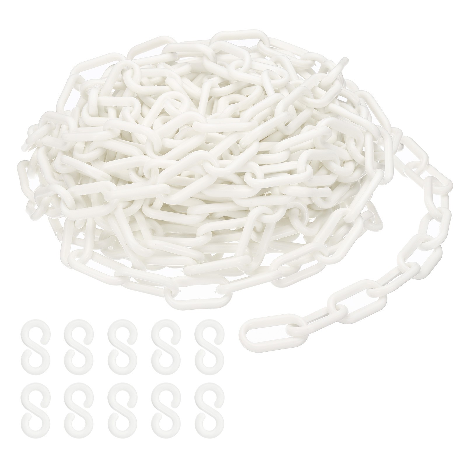 Plastic Chain,32 FEET Safety Barrier Chain for Crowd Control, 1/4inch(6mm) White