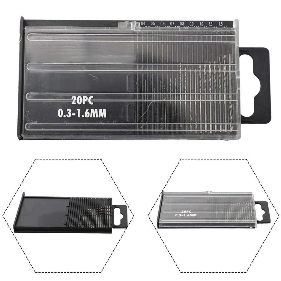 20pcs Mini Drill Bits Set 0.3-1.6mm HSS Precision Craft Tools - NEW