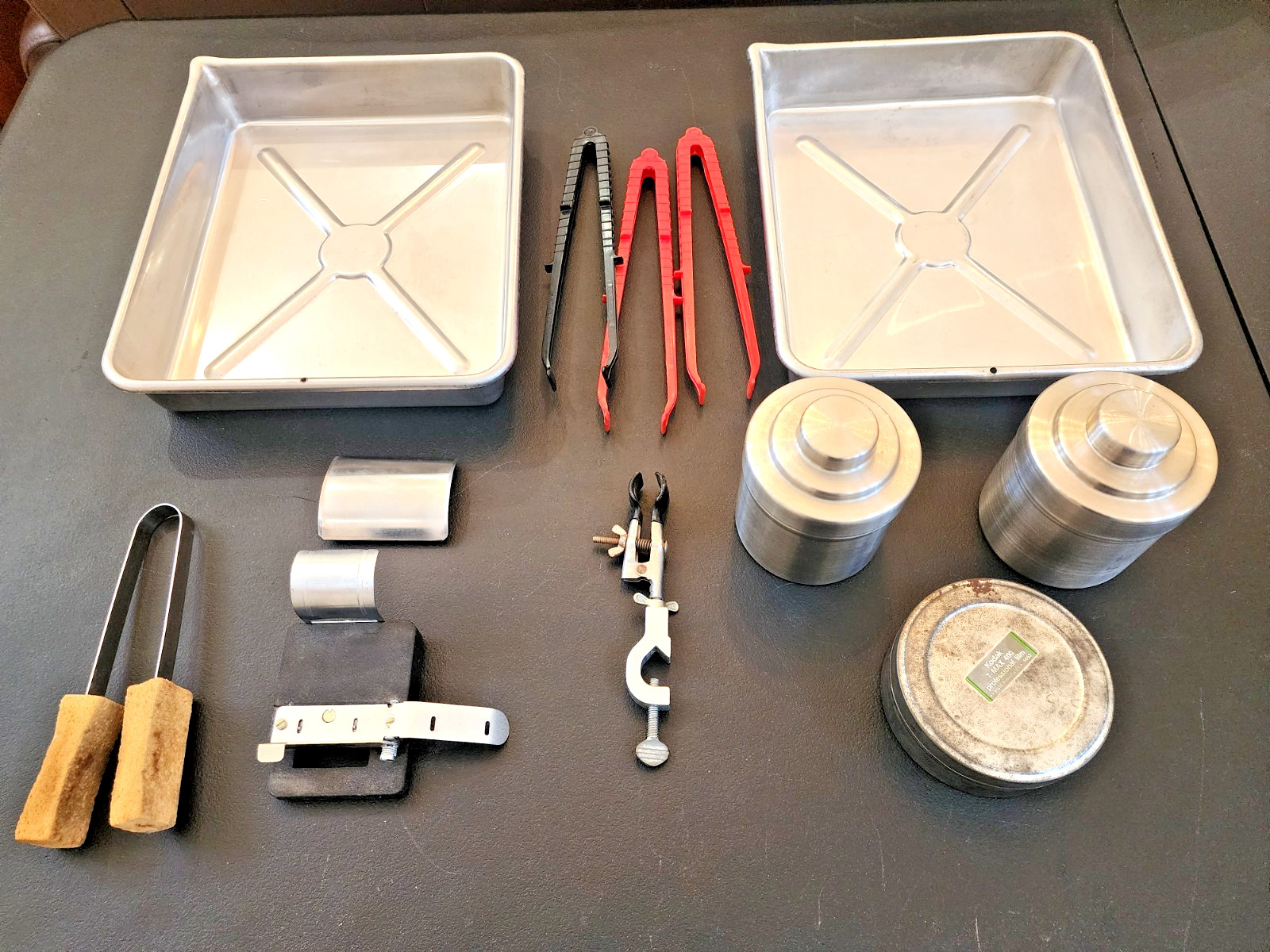 Vintage Lot of Stainless Steel Film Processing Photo Development Equipment Trays