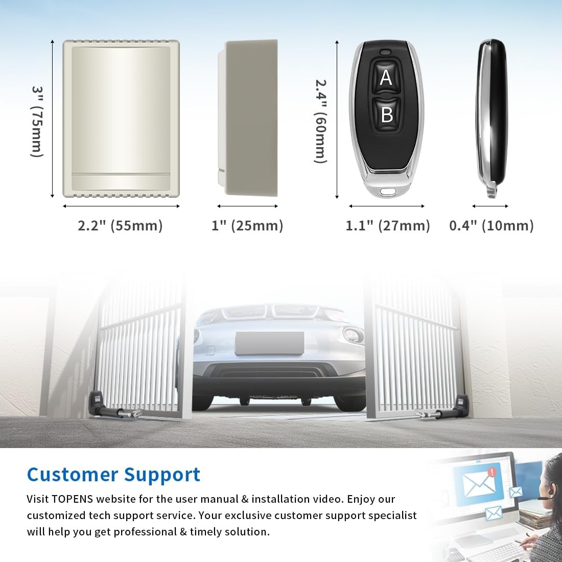HomeLink Compatible Universal Receiver with Remote Control Transmitter for