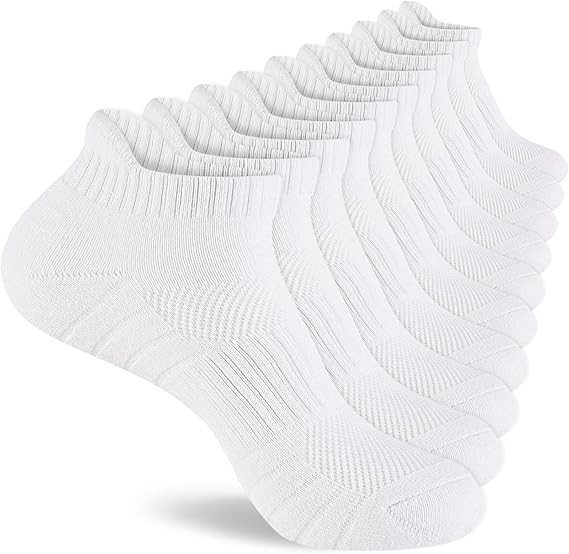 Mens 100% Cotton Ankle Socks, Athletic Cushioned Performance Running Moisture