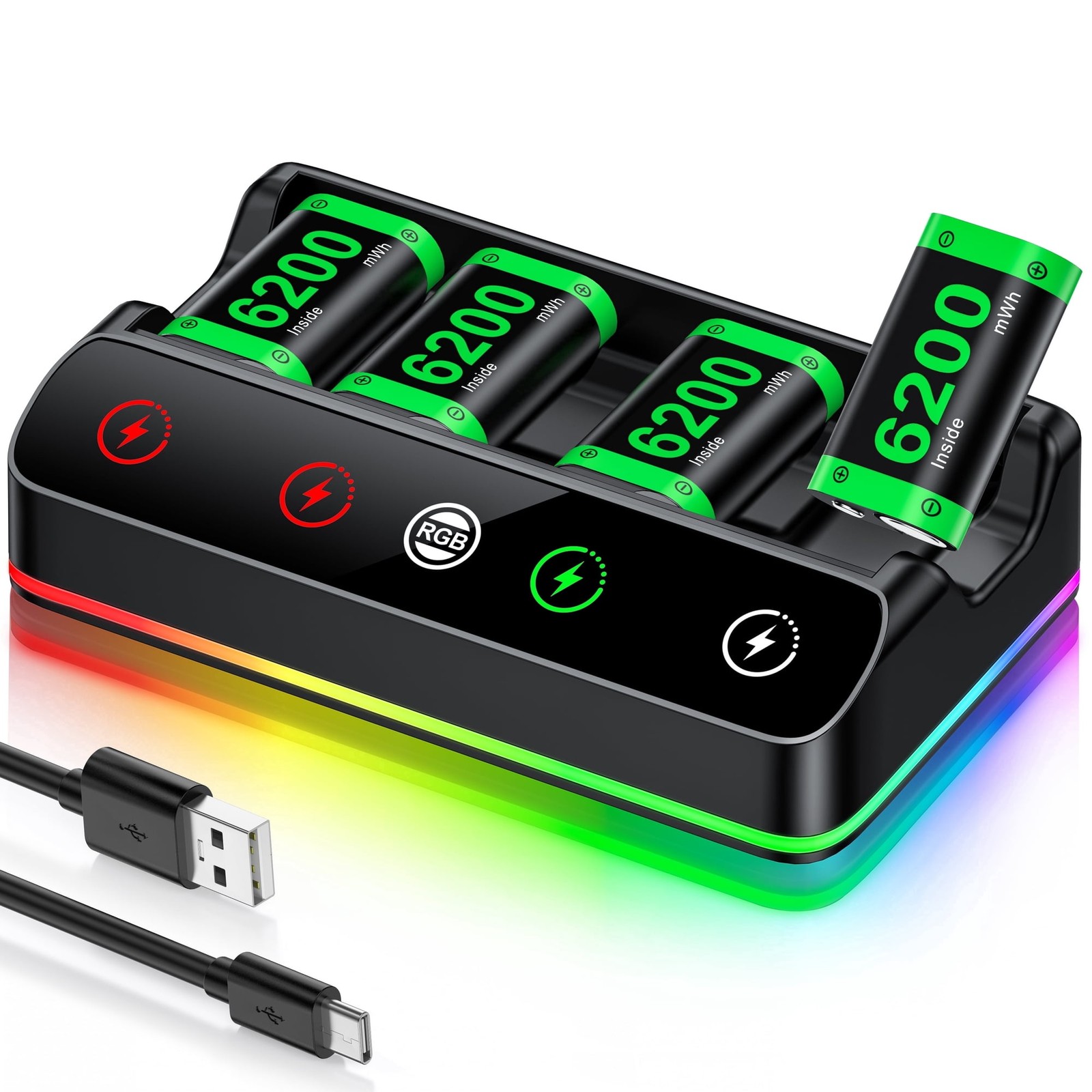 Xbox Controller Charging Station w/ 4 Rechargeable Battery Packs for Series X|S