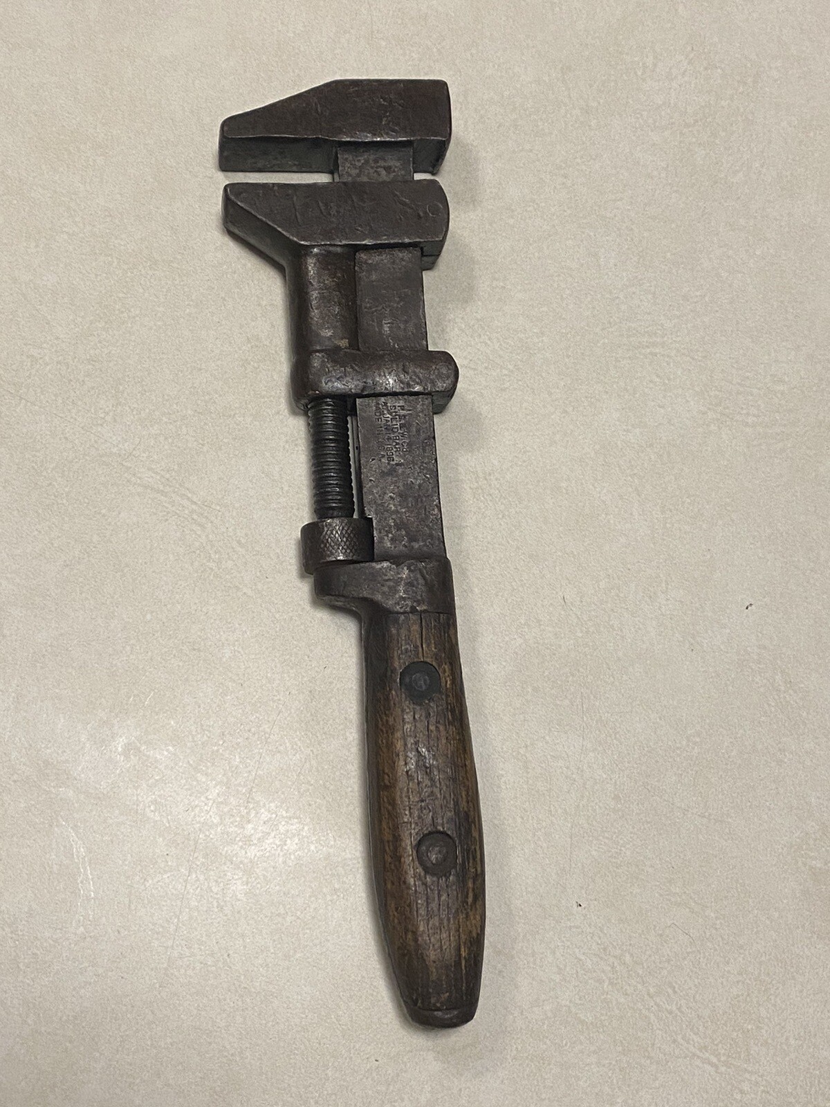 Antique P. S. & W. Co. 12” Solid Bar Pipe Wrench Pat. Jan. 14, 1896 Made In USA