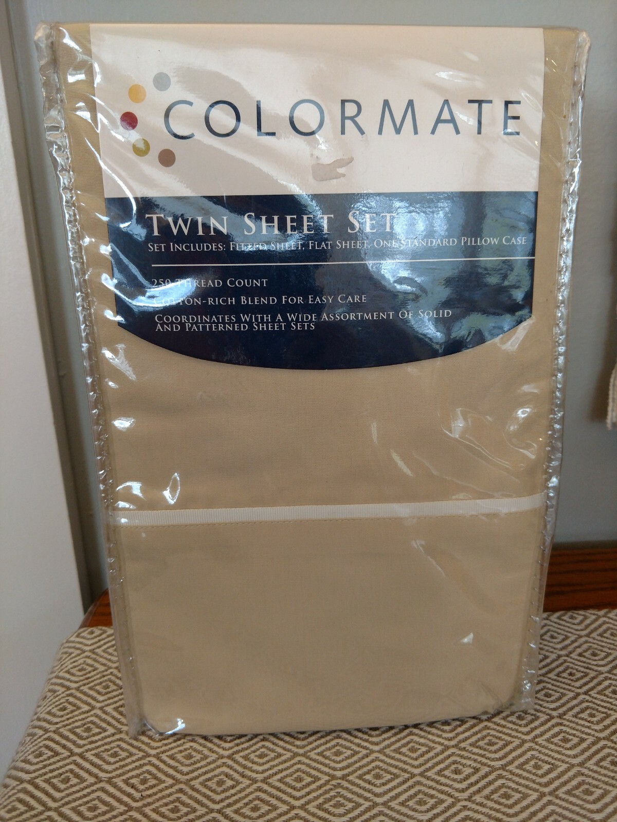 Colormate - Tan - Twin Sheet Set - 250 Thread Count - Cotton / Polyester Blend