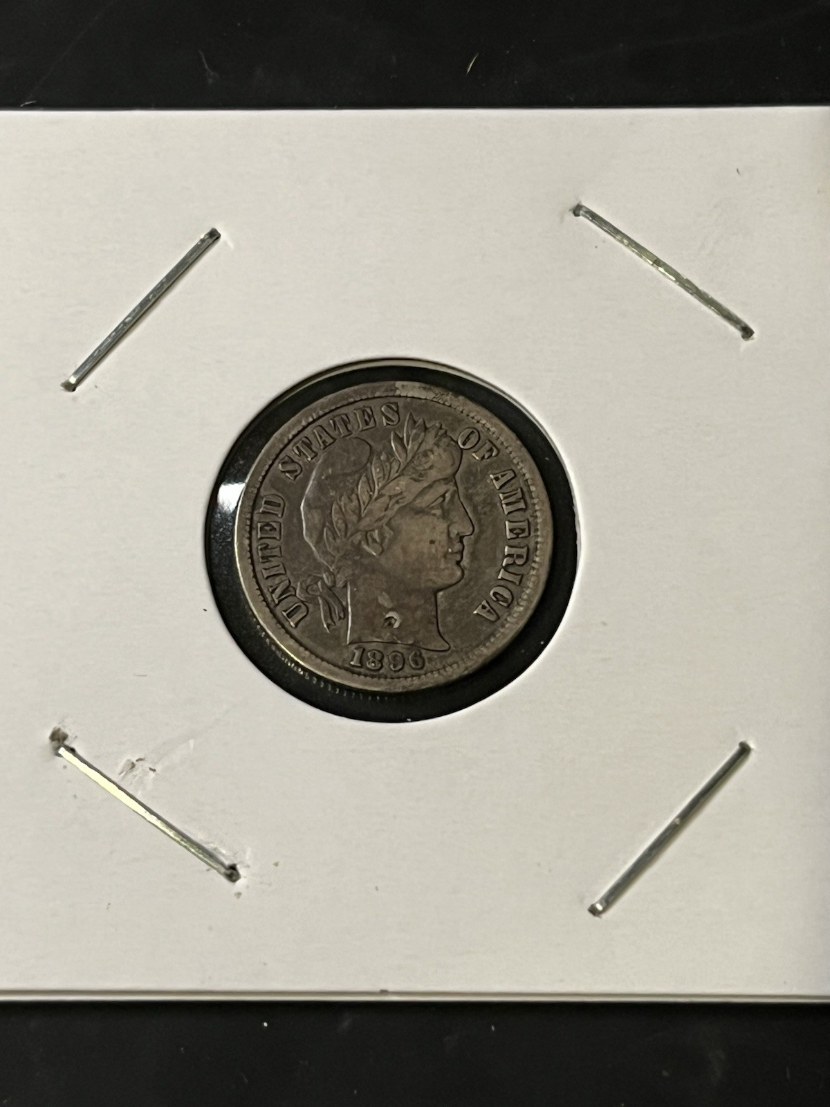 1896 s barber dime Vf + Details