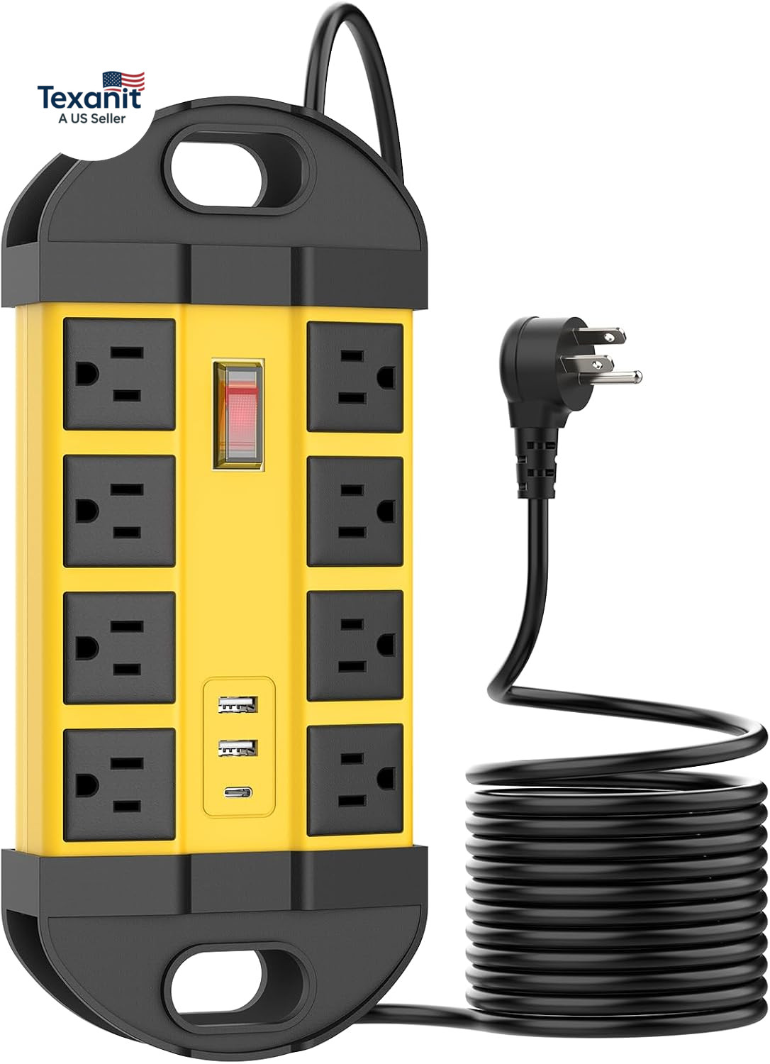 Outdoor Weatherproof 8 Outlet Power Strip, IPX6 Waterproof Surge Protector, 2 US