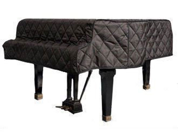 Black Quilted Grand Piano Cover Fits Grand Pianos From 7'4" to 7'6" - side slits