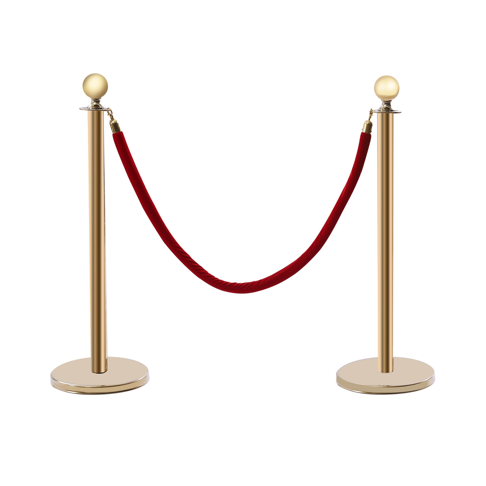 6Pcs Golden Stanchion Posts with 4 Velvet Ropes Crowd Control Queue Pole Barrier