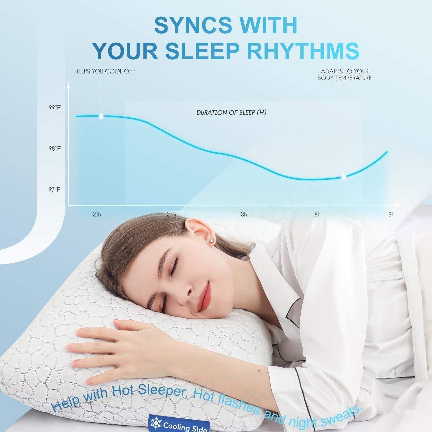 Cooling Pillows for Sleeping 2 Pack, Shredded Memory Foam Bed Pillows Queen Size