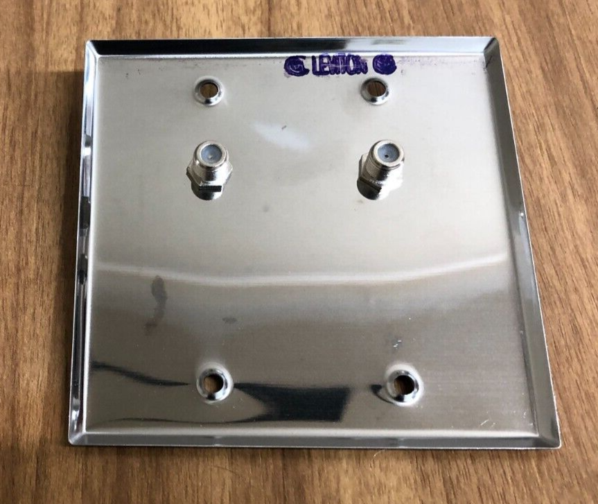 Leviton Stainless Steel 2 Gang 2 Coax Connector Wall Plate