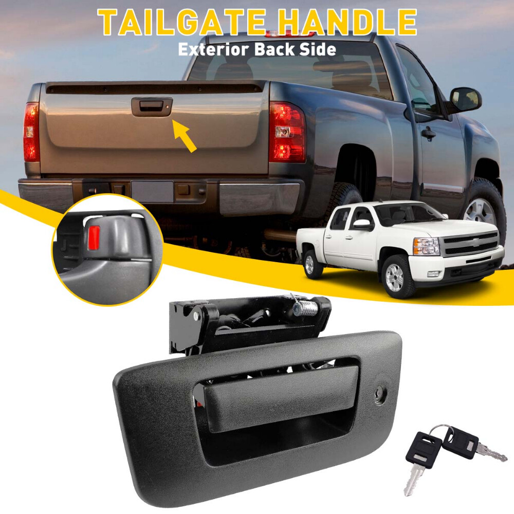 Tailgate Handle Latch w/Lock & Bezel For 2007-2014 Chevy Silverado GMC Sierra