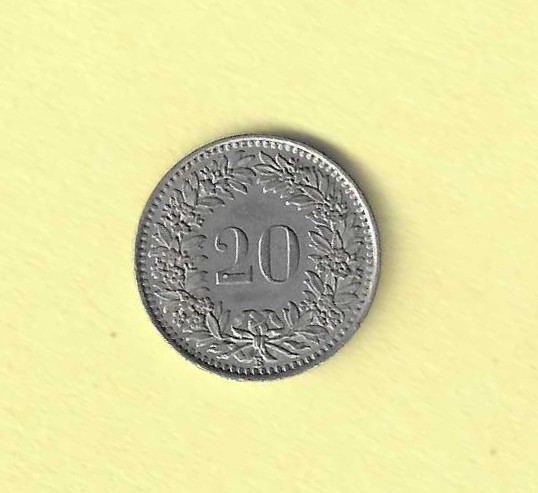 1951 B Swiss 20 Rappen EF.45