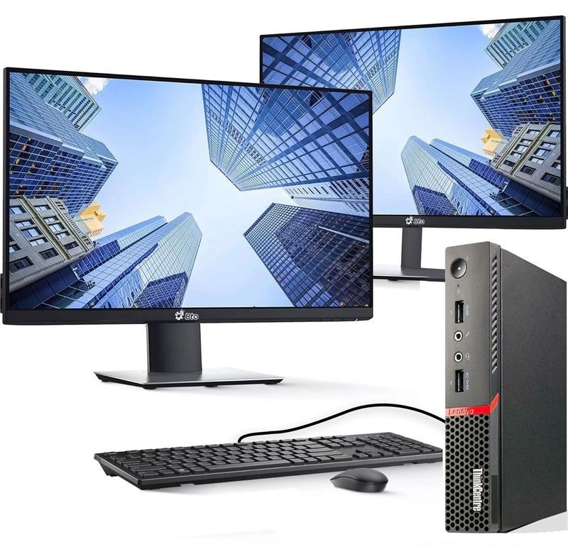 Lenovo Mini Desktop PC Intel i3-6100T 32GB Ram 2TB SSD Dual 24" LED Windows 11