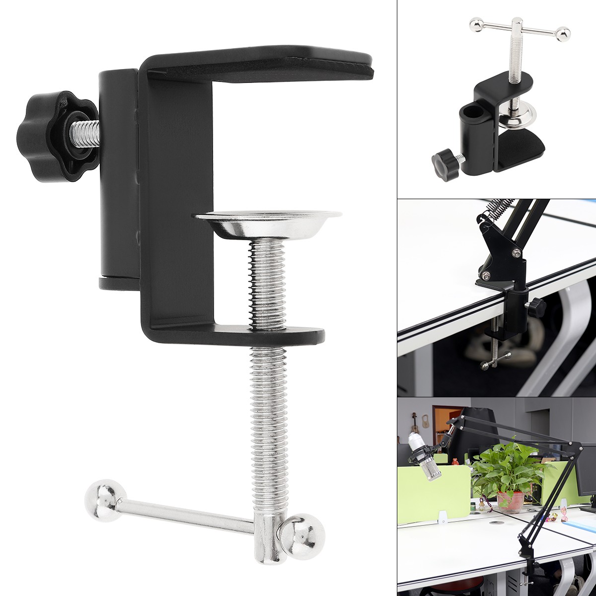 Universal Desk C-Clamp with 1/2" Thread Hole Table Clamp, Desk Light Clamp Mount