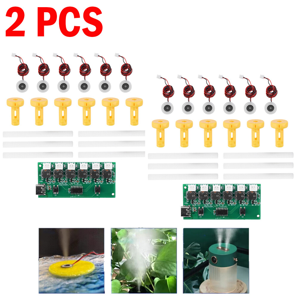 2pcs Type-C DC5V DIY Ultrasonic Mist Maker 6 Channel Atomizing Module Humidifier