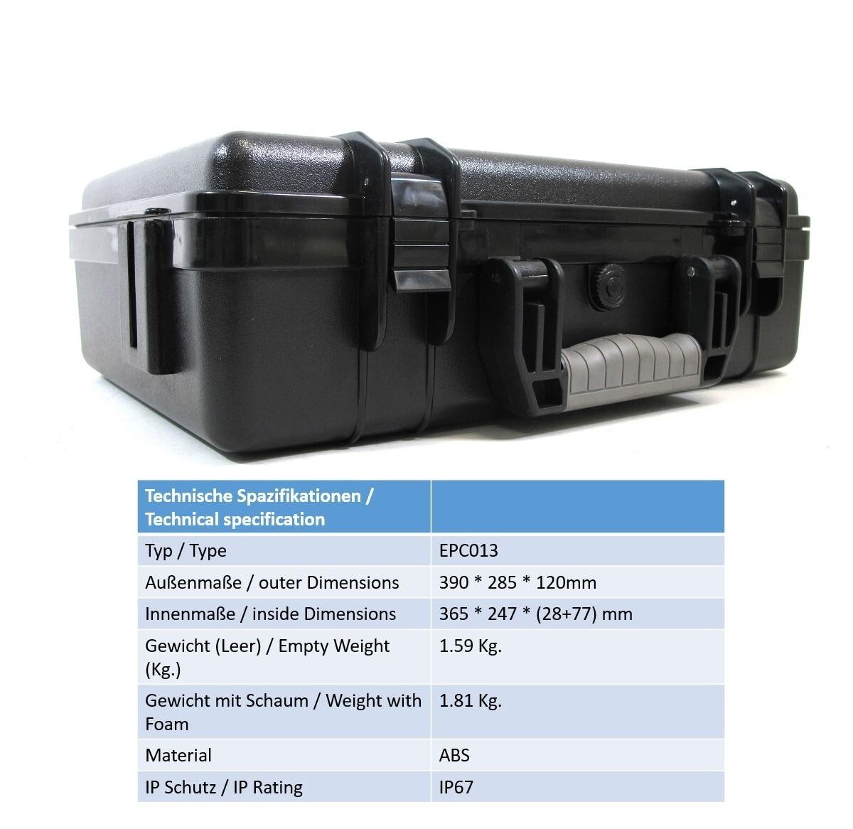 Everest Case Photo Case Waterproof IP67 Camera Case Grid Foam EPC013