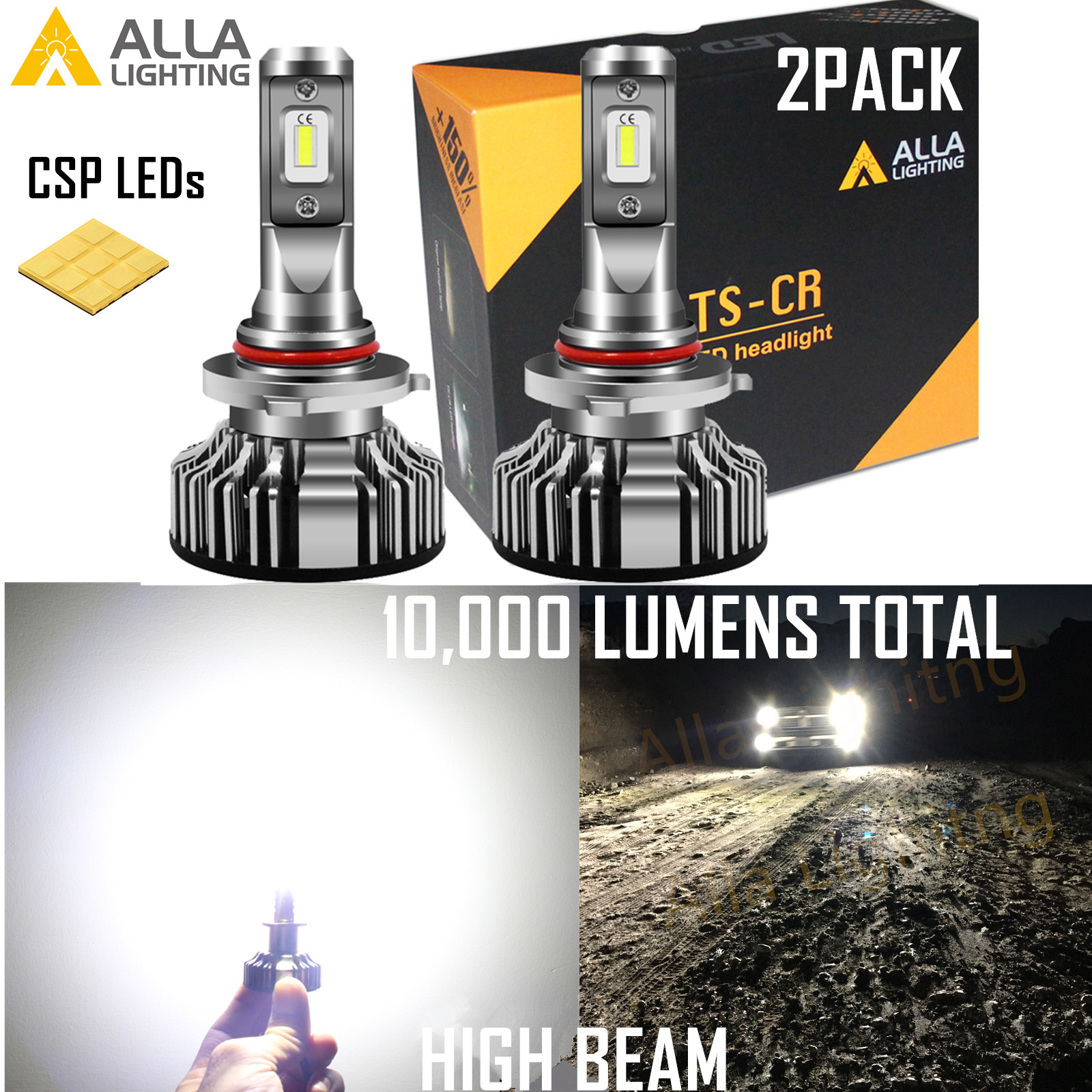 Alla Lighting LED Direct Fit 9005 Headlight High Beam Light Bulb Super Bight 6K