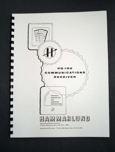 HAMMARLUND HQ100 HQ-100 Receiver Manual