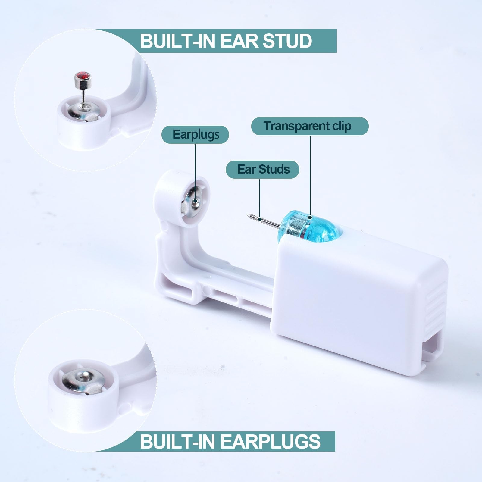 12PCS Ear Piercing Kit, Disposable Self Ear Piercing Gun Kit with Ear Studs a...