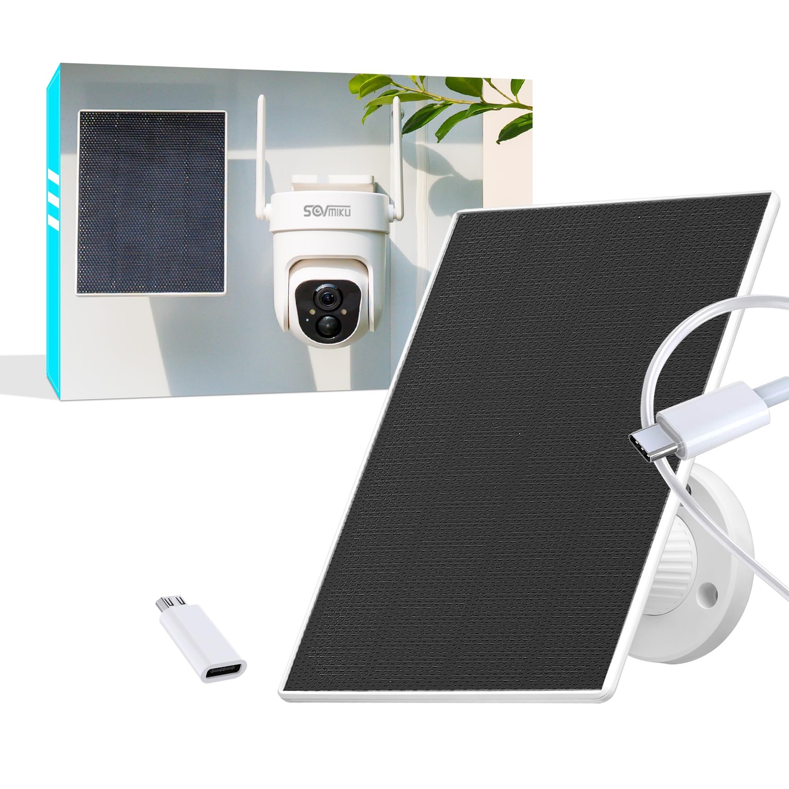 Vicohome 5V Solar Panels for Security Cameras USB-C & Micro_USB, 1 Pack