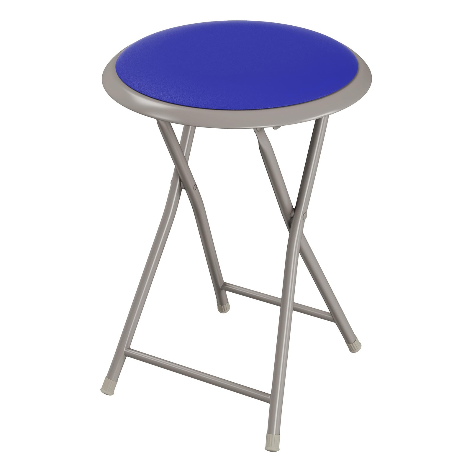 Lavish Home Portable Folding Stool with Backless Seat, Blue, 18 Inch