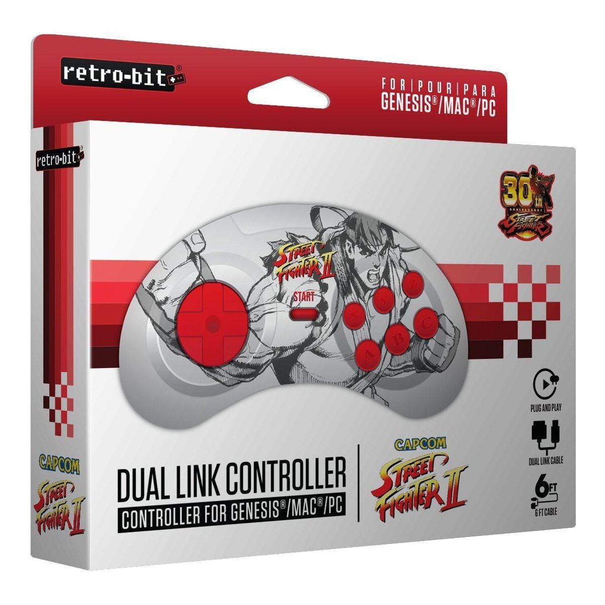 Retro-Bit USB Dual Link Controller - Street Fighter II for Genesis, PC and Mac