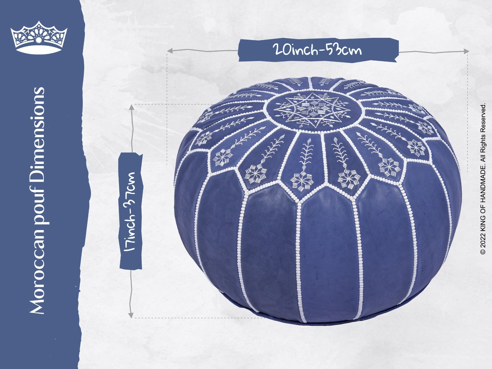 Home decor pouf Moroccan Genuine Leather Boho Pouf Ottoman Footstool Pouffe Blue