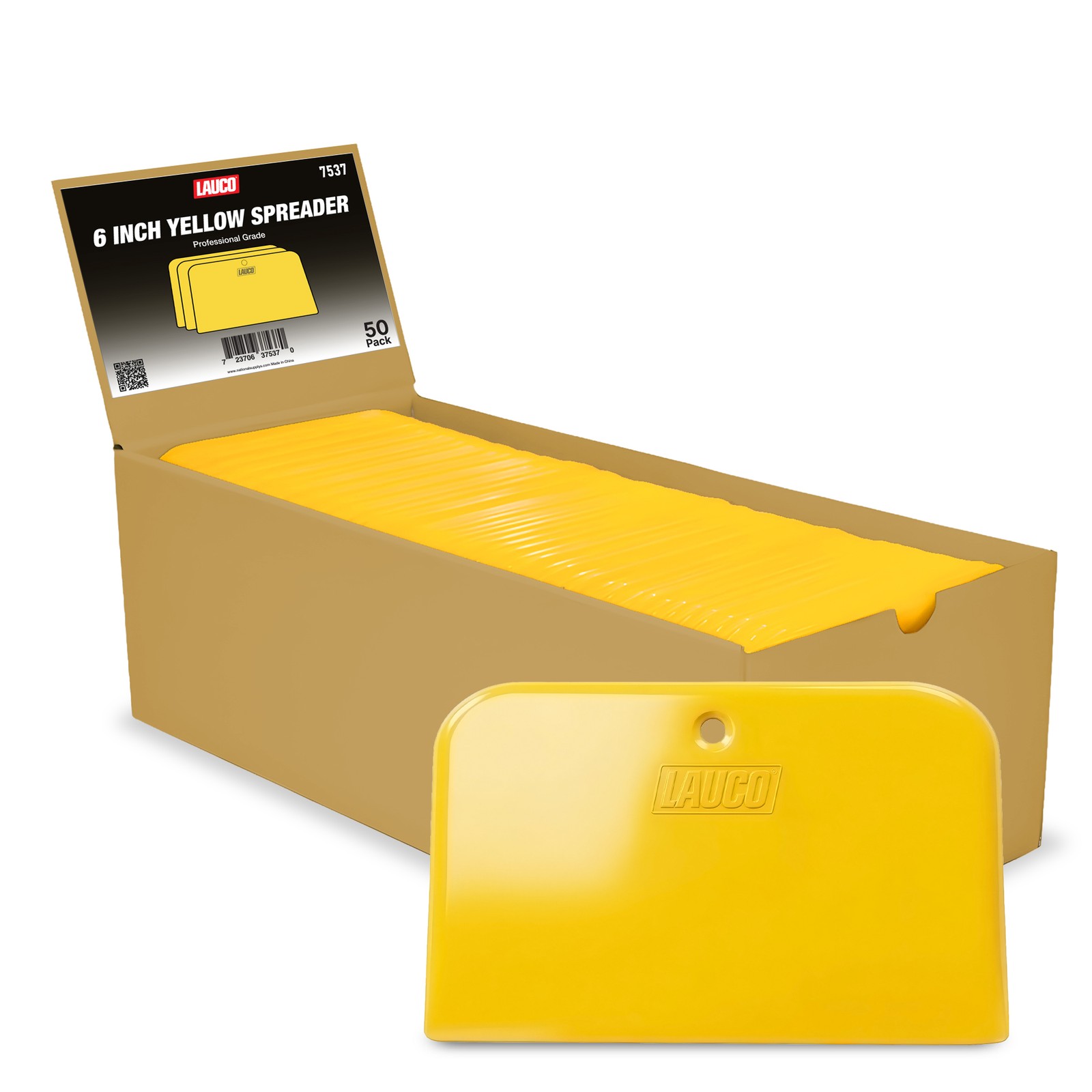 LAUCO Auto Body Filler Yellow Spreaders Pack of 50 Reusable Plastic Spreader, 6"