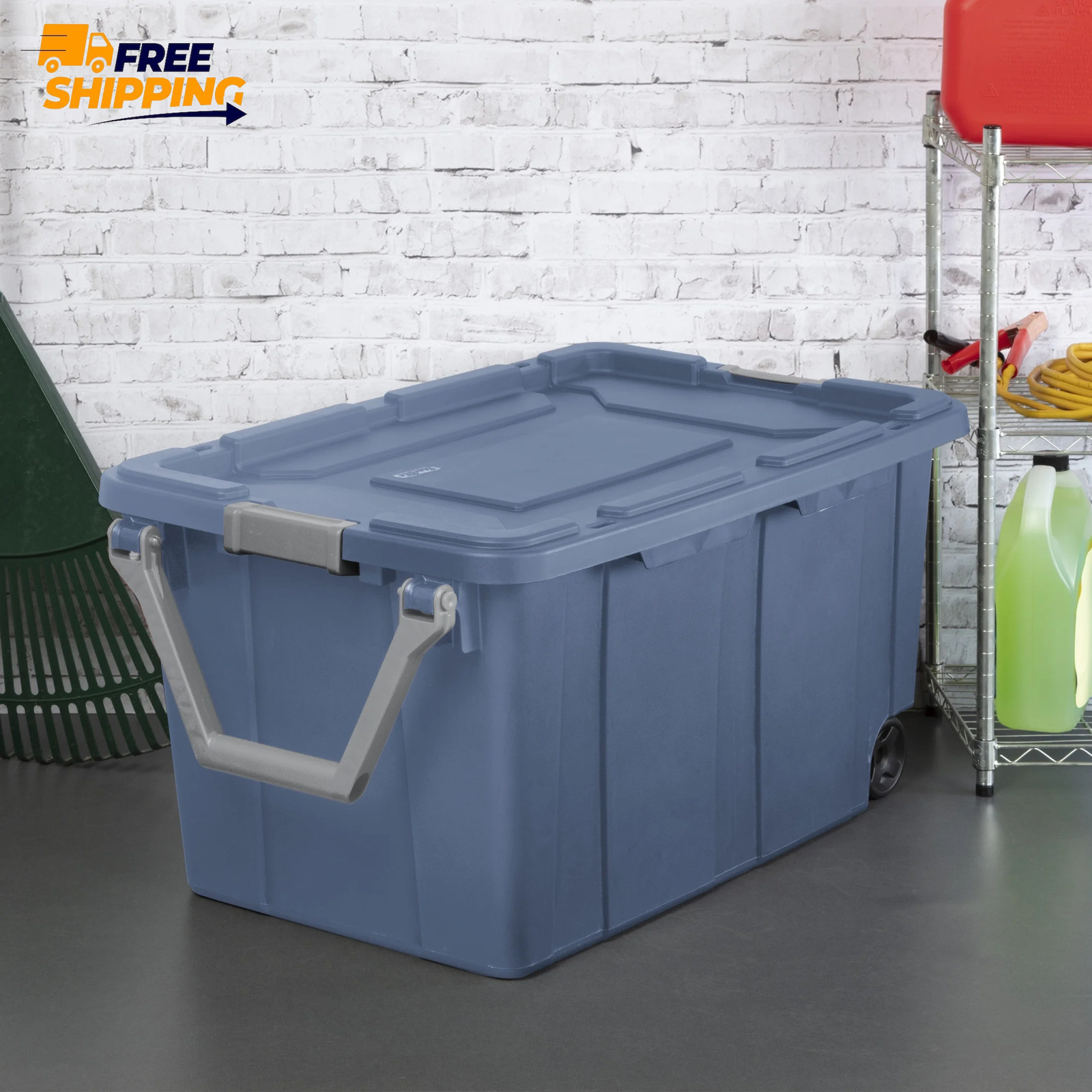 Extra-Large Wheeled Industrial Storage Bin, 40 Gallon Durable, Blue, 2 Pack 👌