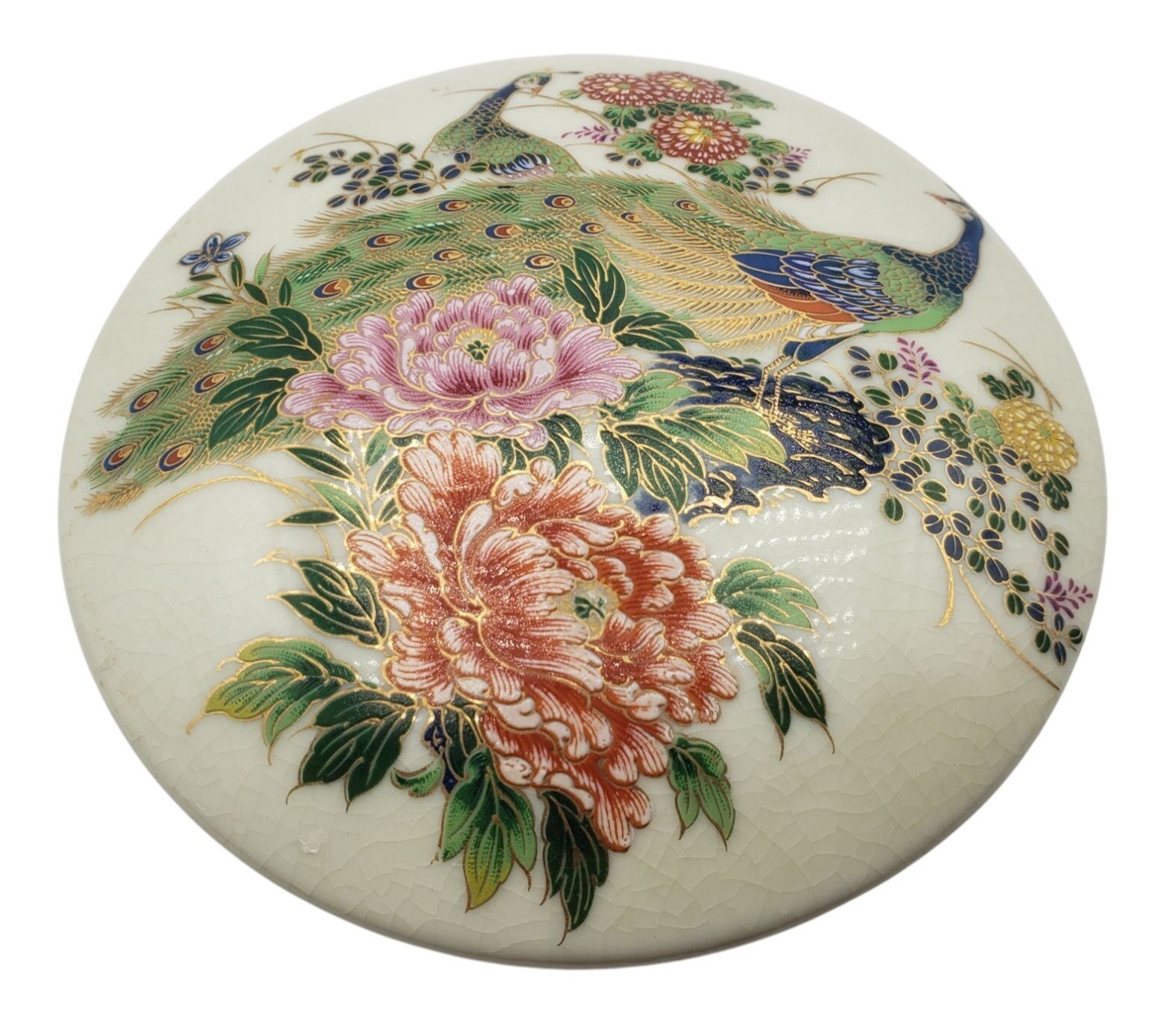 UCGC Japan Peacock Trinket Box Covered Asian Decor Vintage