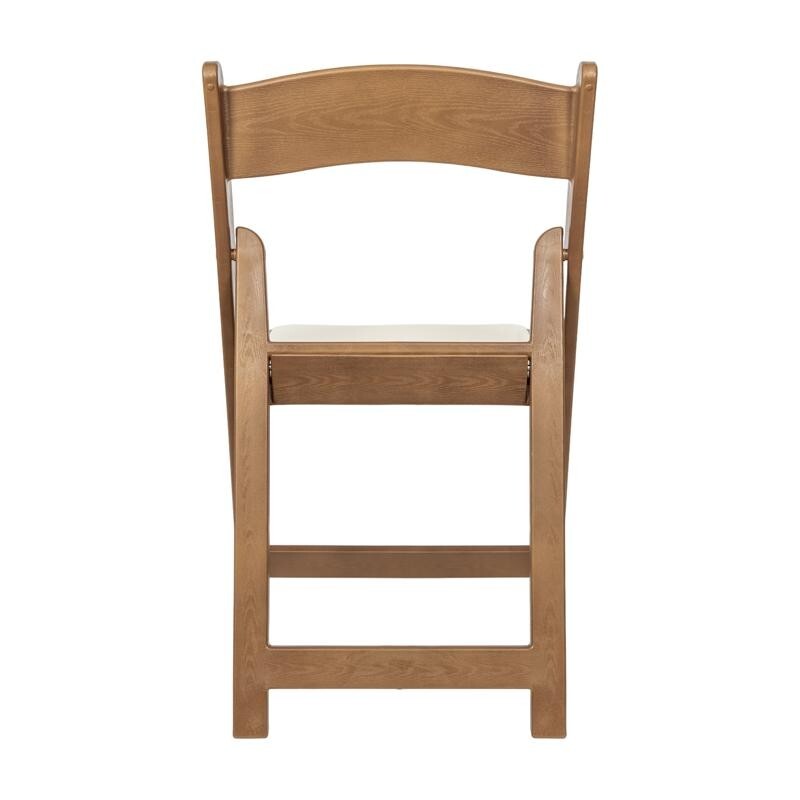 (50 PACK) Chestnut Wood Look Resin Folding Chair with Vinyl Padded Seat