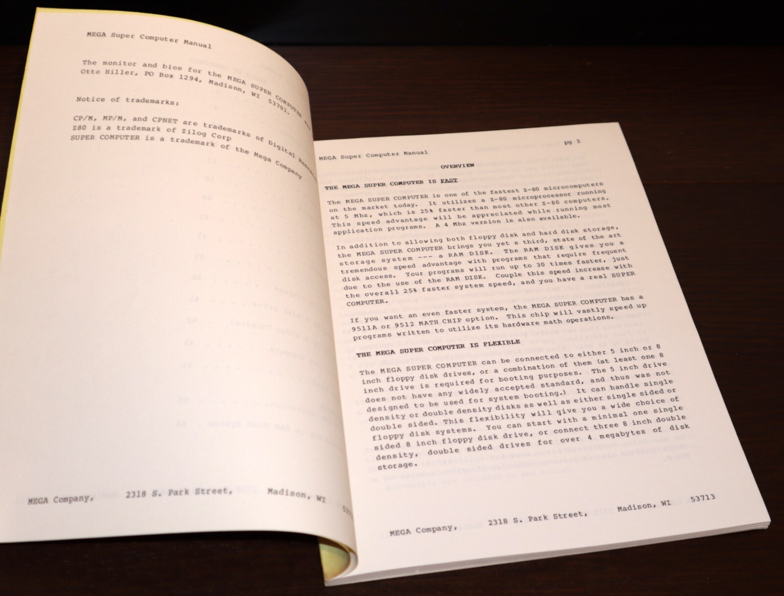 MEGA Co. Manual | *1980's* The Mega Super Computer Info Charts PC