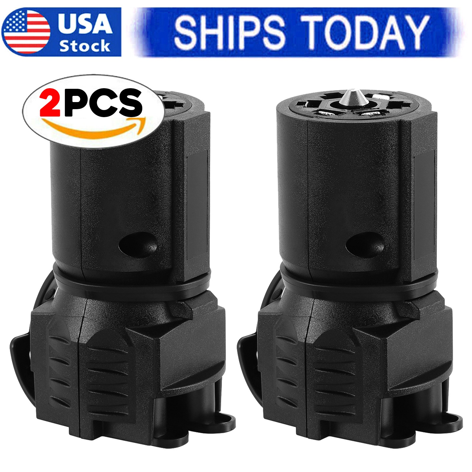 7 Way Round to 4/5 Pins Flat Trailer Adapter Wiring Plug For Truck RV Tow Lights