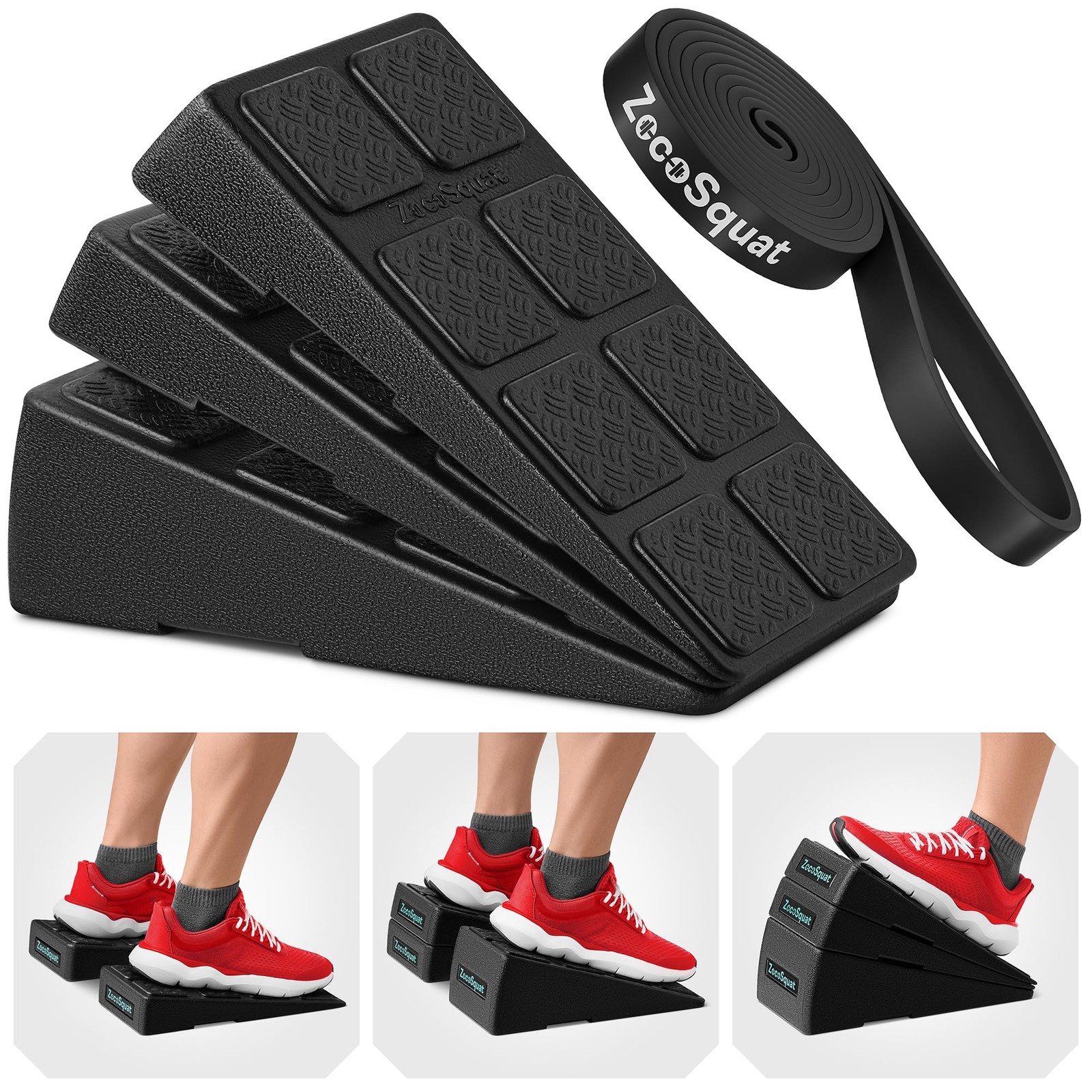 3 PCS Squat Wedge Block 960 LBS Capacity Slant Board Calf Stretcher 5 Angle