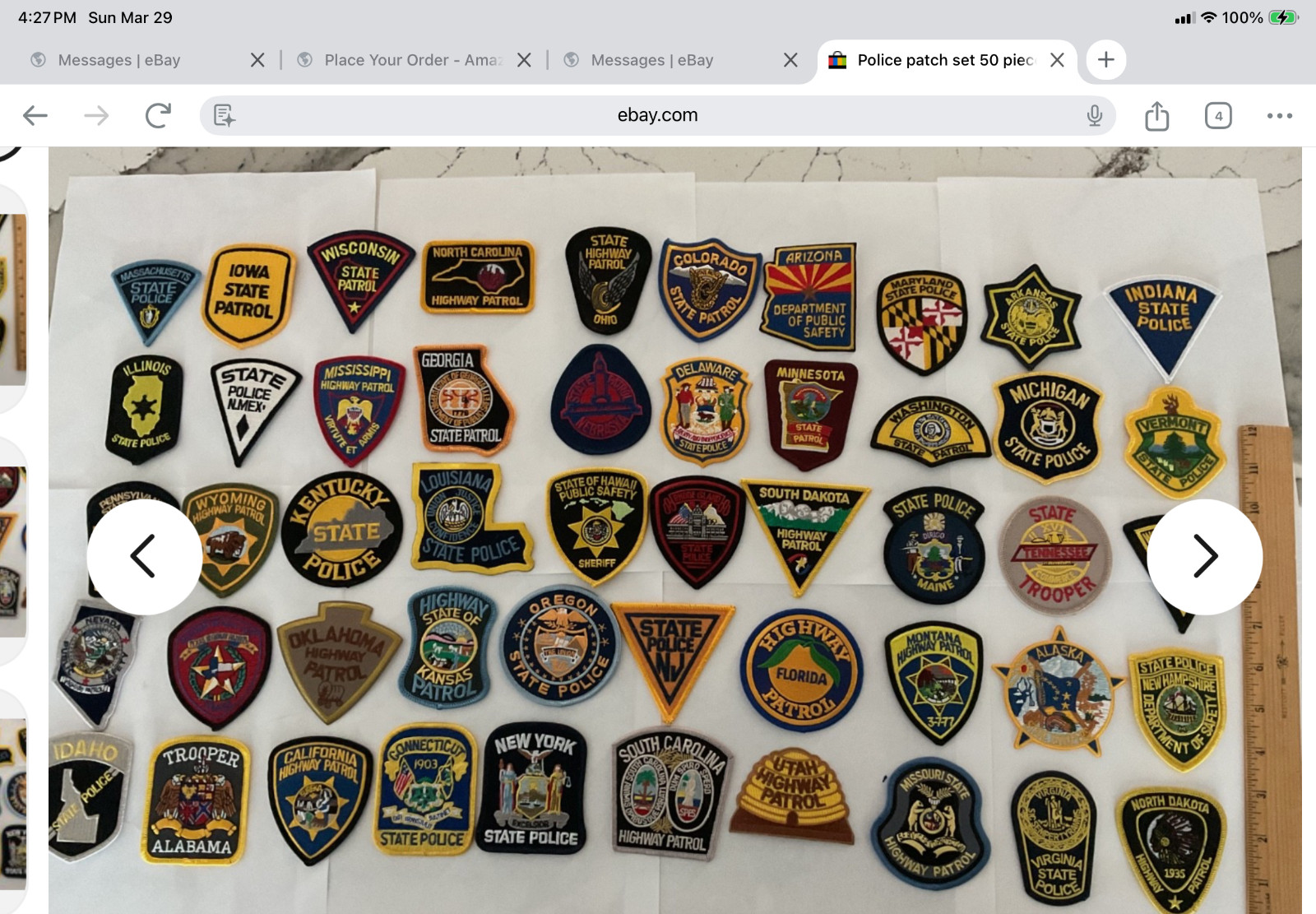 Collectors patch set 50 pieces all different state patches.All around 3”hat size